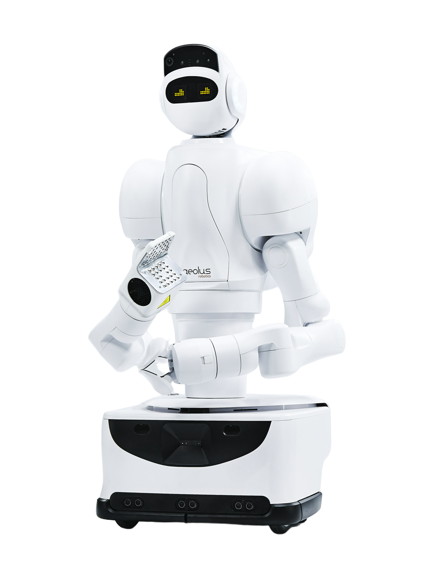 Aeolus Robotics aeo, two-armed humanoid robot on a wheeled base, manufacturer product photo