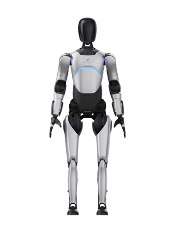 Agibot A2 Ultra, white and black bipedal humanoid robot seen from the front, manufacturer product image