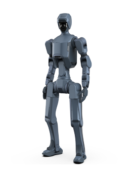 DEEP Robotics DR02, blue-grey bipedal humanoid robot, manufacturer rendering