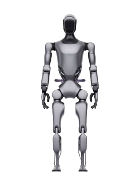 Fourier GR-2, silver bipedal humanoid robot seen from the front, product image