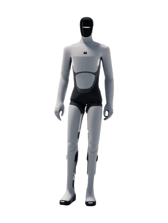 Matrix Robotics MATRIX-3, light grey bipedal humanoid robot with a black visor head, seen from the front, manufacturer rendering