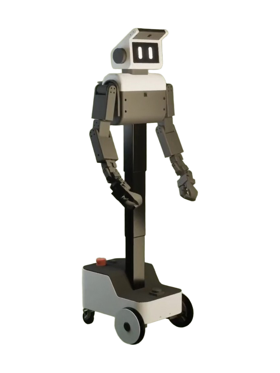 Nori Robotics Nori A3, two-armed humanoid robot on a column and wheeled base, manufacturer rendering