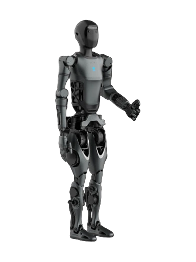 Pudu D9, dark grey bipedal humanoid robot, manufacturer product image