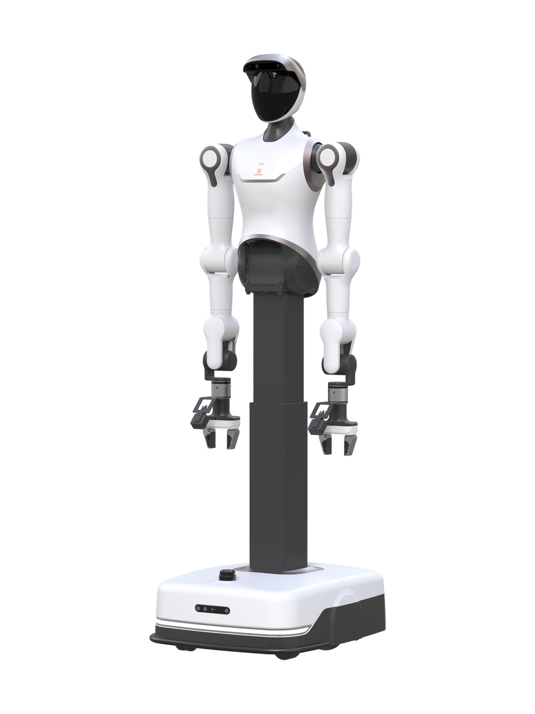 Realman RealBot-L2, white humanoid upper body on a black lifting column and a white wheeled base, manufacturer rendering