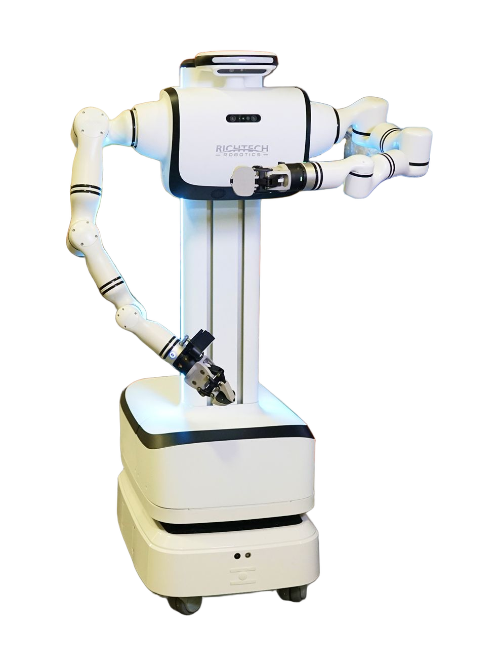 Richtech Robotics Dex, two-armed humanoid robot on a mobile wheeled base, manufacturer product photo