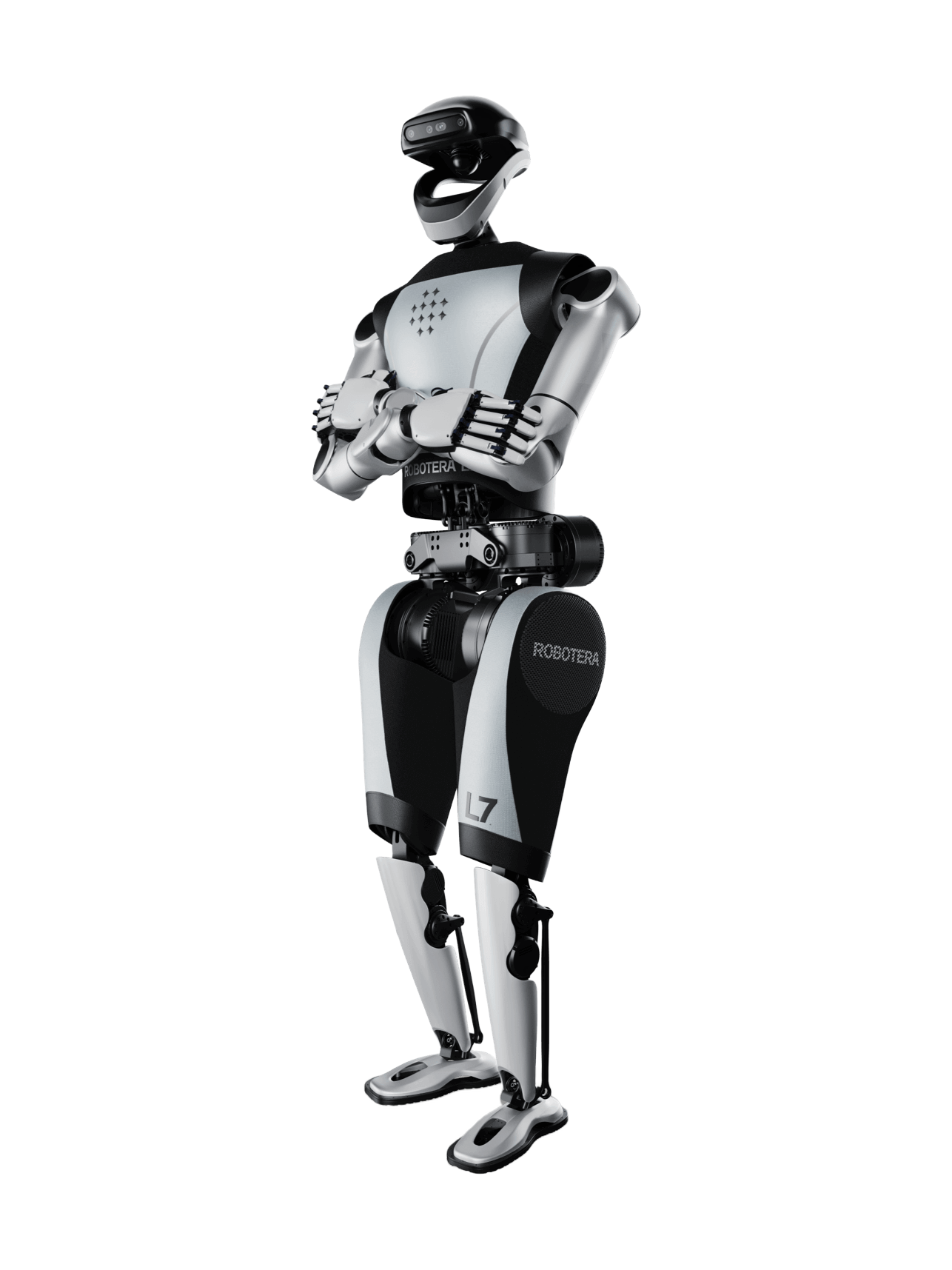 RobotEra L7, white and black bipedal humanoid robot with arms crossed, manufacturer product image