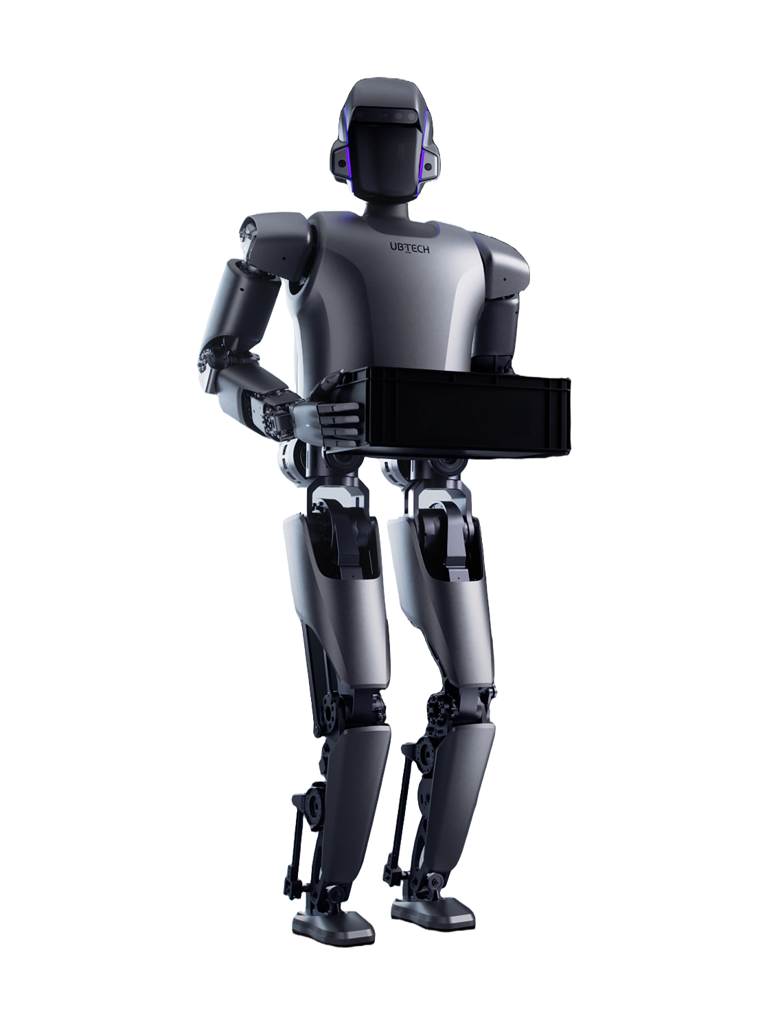UBTECH Walker S1, bipedal humanoid robot carrying a black box, manufacturer photo