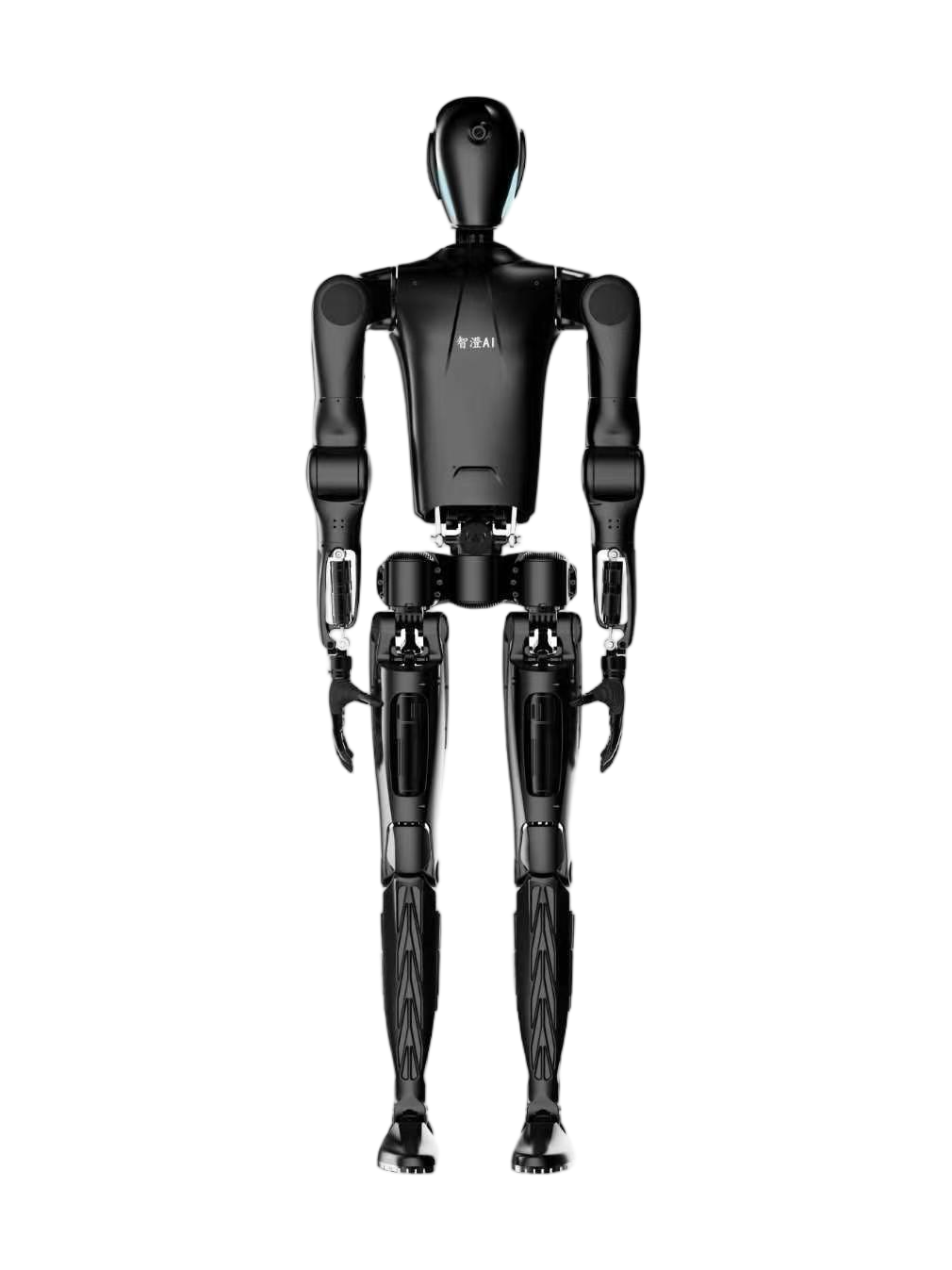 Zhicheng AI TR6, black bipedal humanoid, seen from the front, manufacturer rendering