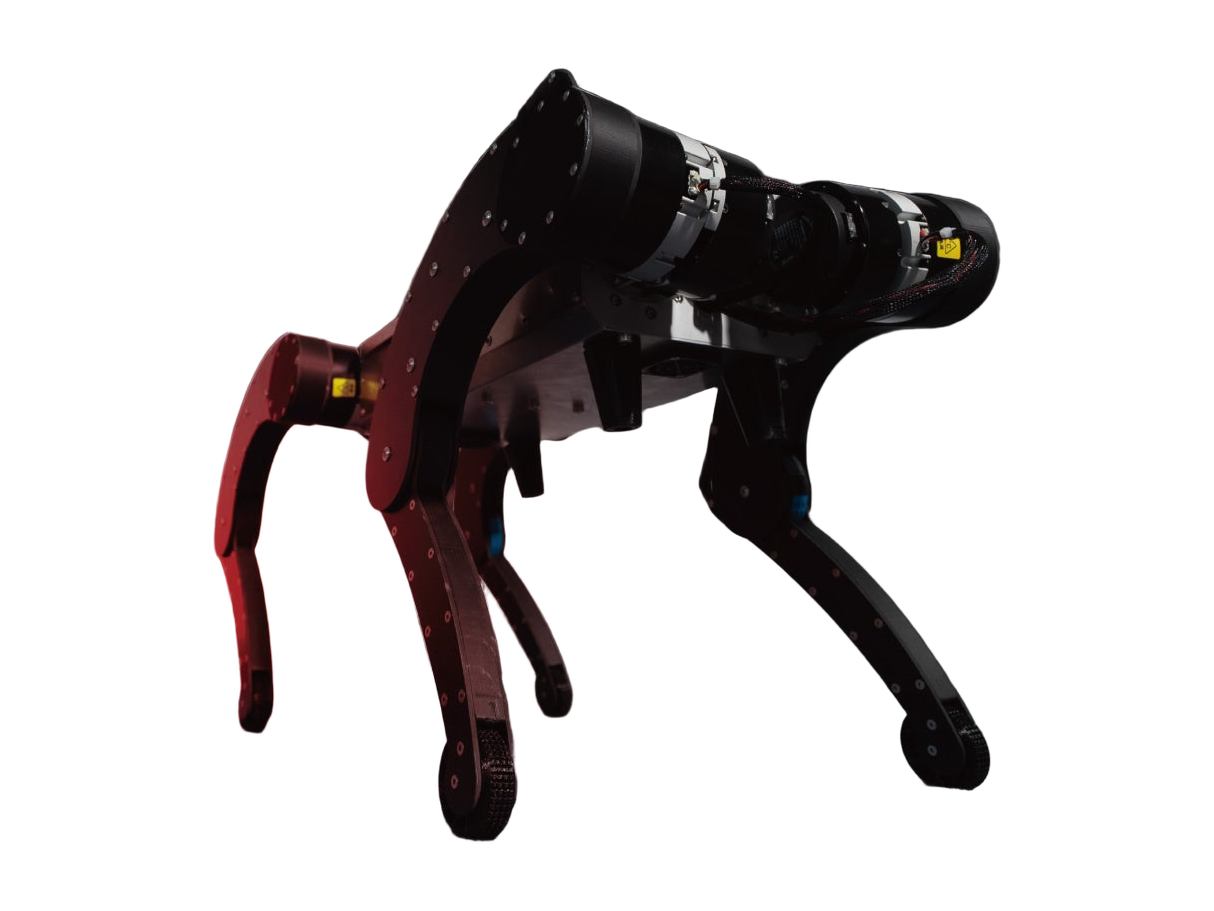 RT Corporation Mujina, black quadruped robot with curved leg plates, from the manufacturer's press release